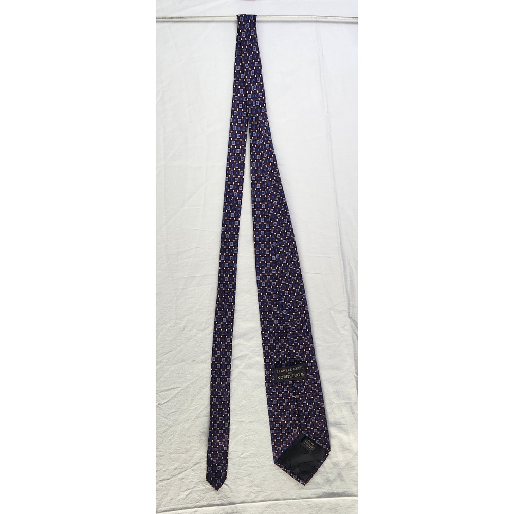 Ferrell Reed for Nordstrom Mens Silk Geometric Pattern Necktie Made in America - Picture 6 of 6